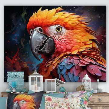Yellow And Orange Vibrant Parrot Paradox - Parrot Wall Decor